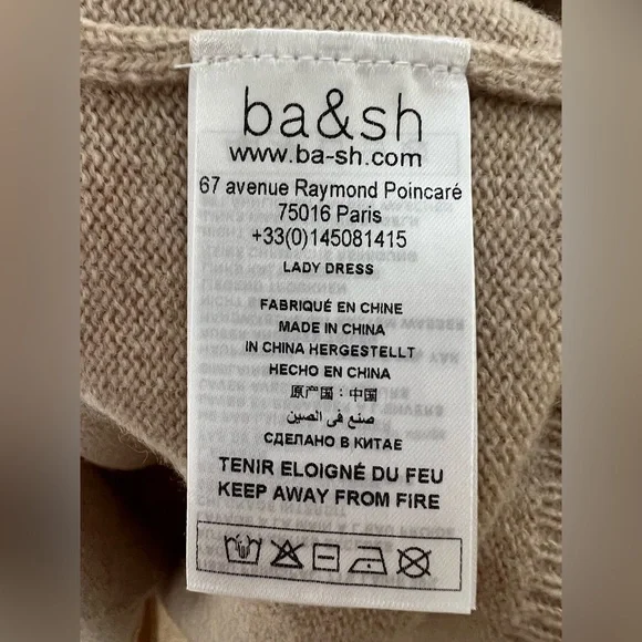 NWT BA&SH Nancy Puffed Sleeve Mini Sweater Dress - Picture 12 of 13